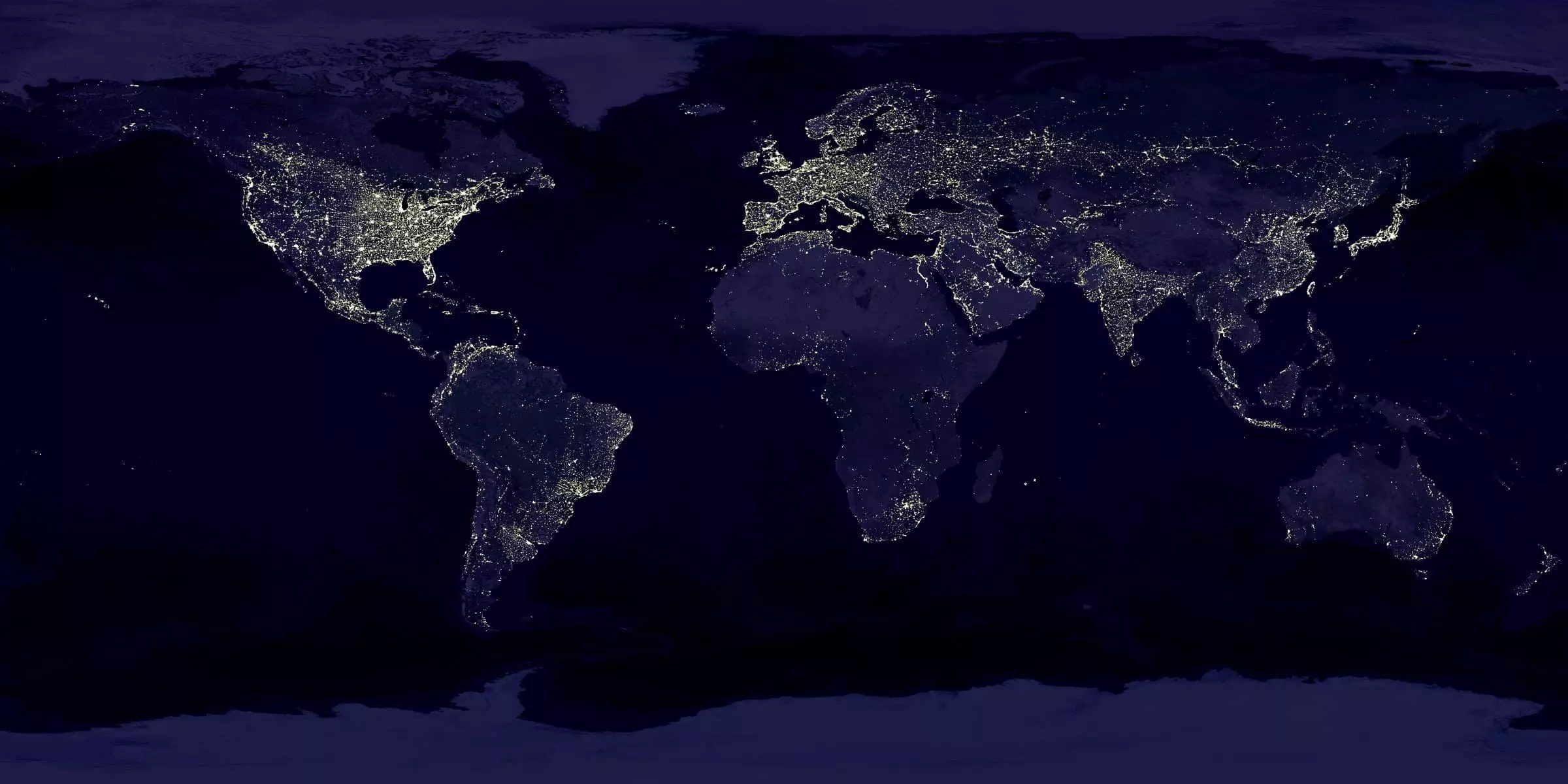 Abbild der Kontinente bei Nacht